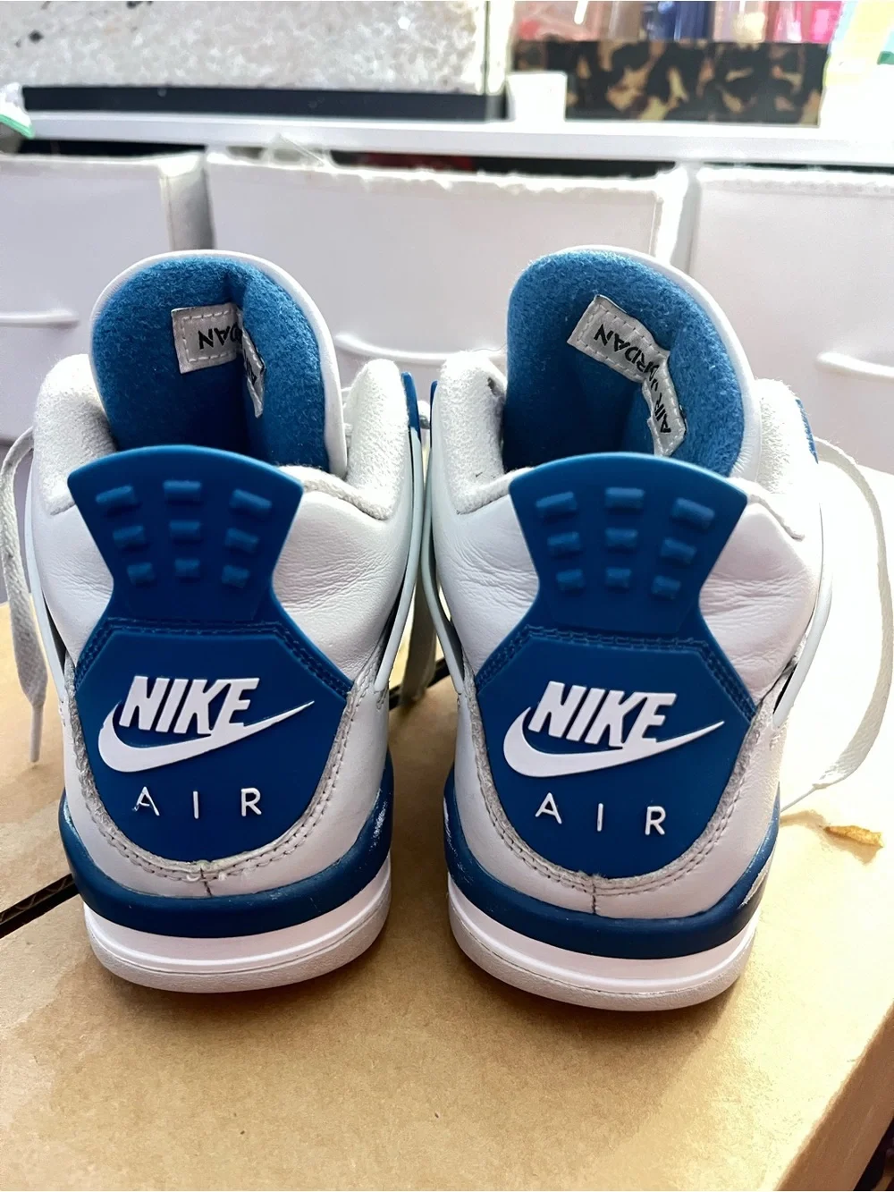 Jordan Kids White and Blue Retro Basketball Sneakers